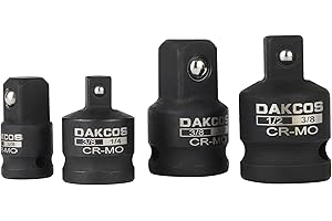 DAKCOS 4-częściowy zestaw nasadek udarowych i reduktor 1/4" - 3/8" - 1/2" konwersje wkrętarki udarowej, stal stopowa chromowo-molibdenowa