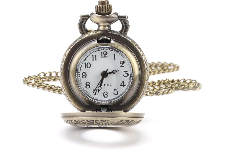 Modern Vintage Pocket Watch with Chain, Quartz Roman Numerals Steampunk Antique Design Men's Pocket Watch Gift for New Year Birthday, Wedding, Anniversary, Valentine's Day, Father's Day