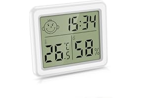 Ankilo Mini cyfrowy termometr, higrometr z zegarem, termometr, przenośny, duży obraz, wskaźnik klimatu pomieszczenia, termometr pokojowy do szklarni, salonu