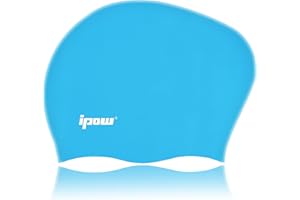 ipow Bonnet de Bain Femme Extensible/Bonnet Piscine Femme Cheveux Long/Bonnet de Douche en Silicone Etanche pour Femmes/Hommes/Adultes Unisexe pour Piscine Aquagym Plongée Nageurs