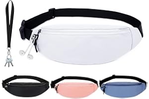 DORNNA® Sac Banane Homme et Femme, Sac de Grande Capacité Sac de Taille avec Sangles Réglables pour Voyage Randonnée Gym Jogging. Pendentif de Cou Gratuit. (Blanc)