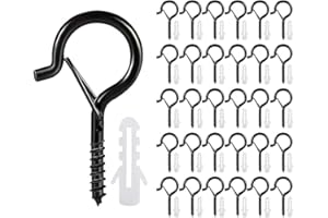Hitopin 30 Piezas Gancho de Tornillo, Ganchos de Techo, Tornillo de Gancho, Metal Ganchos para Colgar, Para Colgar Plantas en Macetas, Decoraciones Navideñas, Linternas, Guirnaldas (Negro)