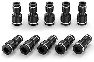 ERGAOBOY 10 Pcs 10MM Tube OD x 6MM Tube OD Raccords réducteurs droits Push to Connect, Noir Réducteur de tube pneumatique Push Lock PG10-6