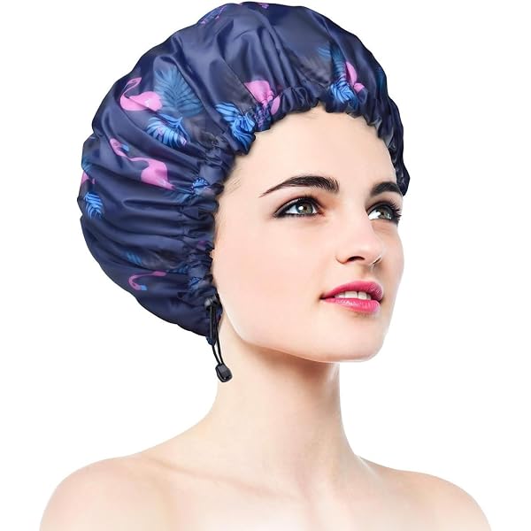 LUFFLOK Duschhauben Set – 2 Stück, Doppelt Wasserdicht Mit Gänseblümchen-Muster, Elastisch, Für Damen & Mädchen