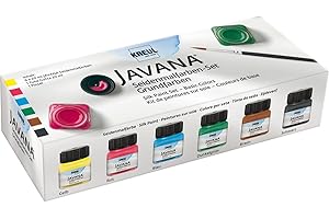 ‎KREUL KREUL 81600 - Javana Seidenmalfarben, Set Grundfarben, 6 Farben im 20 ml Glas, 20 ml Gutta und ein Pinsel, hochpigmentierte brillante Farben, für Seide und helle Textilien