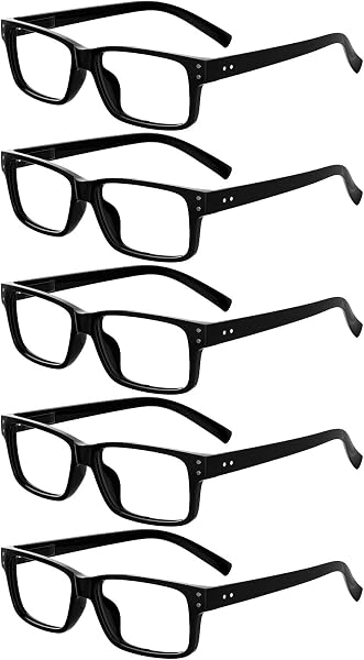 Eyekepper 5 Pack Reading Glasses for Men Spring Hinges Classic Readers Black Frame +1.75 - 1