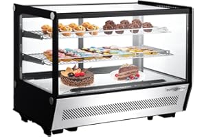 GGMGASTRO GGM Gastro Vetrina Refrigerata da Tavolo - Illuminazione a LED - 2 Ripiani - 160 Litri - Efficiente dal Punto di Vista Energetico| Qualità di Grado Commerciale - TKVGNR160