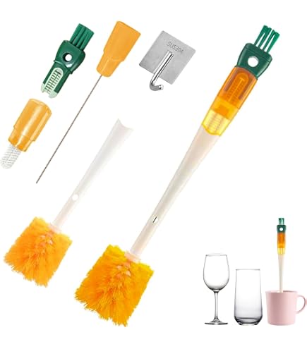 Set 6 Spazzole Per Pulizia Tubi E Bottiglie – Manico Lungo In Silicone E Nylon Per Cannucce E Biberon