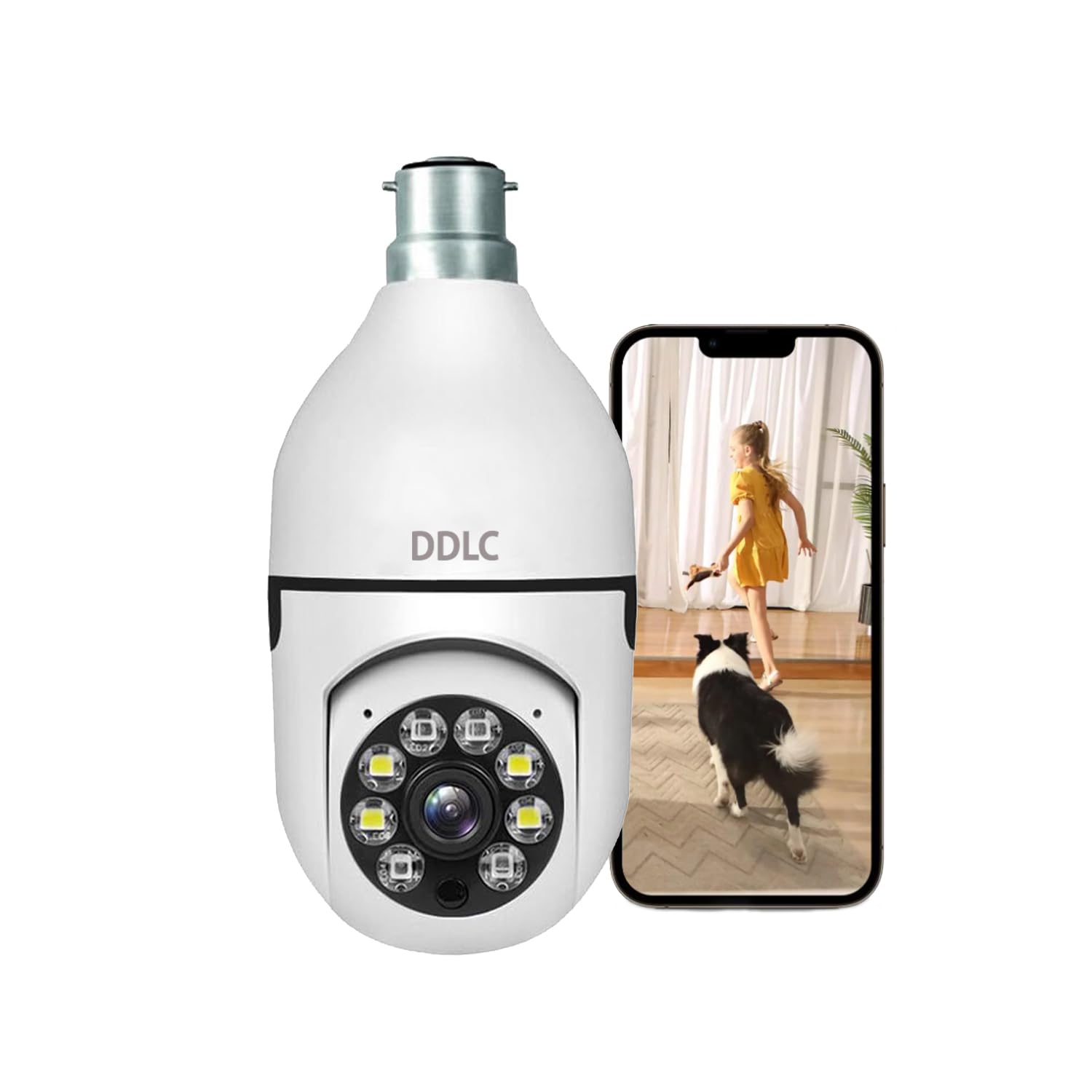 DDLC Wi-Fi Camera CCTV Camera 1080p Wireless PTZ Bulb Shape V380 Pro | Indoor 360° Smart Home Security Camera Light Vision 24