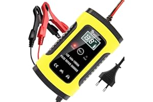 NWOUIIAY Caricabatteria Auto di Carica 6A/12V Multi Protezioni di Carica Automatico Caricatore Intelligente con Schermo LCD per Moto