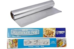 Tezraftaar® Aluminium Kitchen Catering Tin Foil Roll 300mm x 75m 12" for Hot Food Wrapping Baking Storing