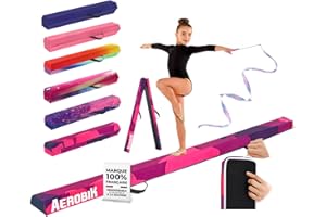 ORIGINAL CUP Aerobik | Poutre de Gymnastique Pliable 240 cm Violette | Stable, Antidérapante et Lavable | Enfants & Adultes | Ruban de Gymnastique Offert pour Un entraînement Complet | Original Corner