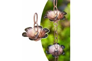Regnkedjor Regnkedjor för Hängrännor i Trädgården, Metall Blomma Regn Kedja Dekor, Japansk Regnfångare Kedjekoppar, Regnvattenavledare för Trädgårdsregnvatten Nedfallstänger, Lätt att Montera (Color