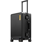 LEVEL8 HeGent Cabin Suitcase Aluminium without Zipper TSA 15x23x22in,38L,Black