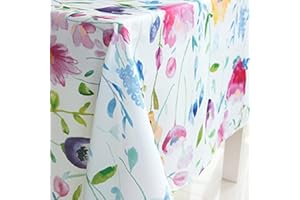 X-Labor Tischdecke Eckig Abwaschbar Oxford Stoff Wasserdicht Pflegeleicht Tischdeko für Garten Schlafzimmer Blumen 140 x 200 cm