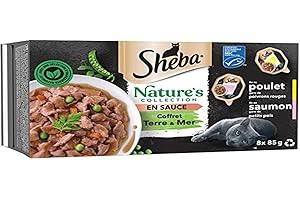 SHEBA® Nature's Collection - Juego de 4 bandejas para Gatos Adultos (2 variedades, 8 x 85 g, Lote de 4 Unidades)