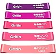 Gritin Resistance Bands, [Set of 5] Skin-Friendly Resistance Fitness Exercise Loop Bands with 5 Different Resistance Levels - Carrying Case Included - Ideal for Home, Gym, Yoga, Training