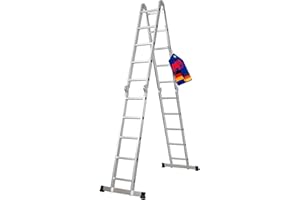 PROREGAL Échelle multifonctionnelle à barreaux MULTISTEP, 4 Parties en Aluminium, 4x5 barreaux, Hauteur maximale 5,7 m, Charge maximale 150 kg, échafaudage, échelle Double, échelle Simple