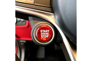 HAILWH Adatto per Alfa Romeo Giulia Stelvio Pulsante di Accensione In Fibra di Carbonio Copertura Decorativa Applique Accessori Modifica (Fibra di Carbonio Rosso)