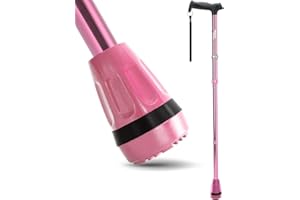 HealthBazaar All Terrain Walking Stick, Foldable Walking Sticks for Men and Women, Air Cushion Walking Stick Tips, Folding Walking Stick with Shock Absorbing