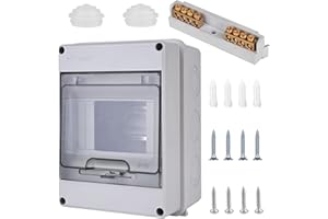 DELAMIYA Sicherungskasten Aufputz, IP65 Wasserdicht Verteilerkasten Aufputz mit Messingklemmen, Unterverteilung Aufputz 1 Reihig für 5 Modules für Garten oder Außenbereichen Elektrik, Villen, Ladesäulen