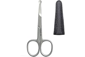 RUBAB MEN Nasal Safety Personal Grooming Scissor for Nose Hair, Beard, Mustache and Eyebrow | Safety Blunt Round Tip & Heavy Duty Non Rusting SS Metal | Travel Friendly