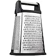 Funito Professional Box Grater, Stainless Steel with 4 Sides, Best for Parmesan Cheese, Vegetables, Ginger, XL Size, Black