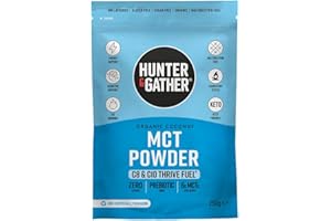 Hunter & Gather Polvere MCT Biologica Premium C8 e C10 250g I Cheto Friendly | Insapore | Senza semi e oli vegetali | Supporta il digiuno intermittente e la dieta cheto