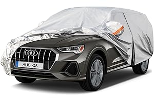Telo Copriauto, Kayme SUV Copertura per Auto Impermeabile, Compatibile con 2012-2024 Audi Q3, Anti UV Anti Vento Antipolvere a 6 Strati con Cerniera e in Cotone.(Consegna in 3-7 giorni)