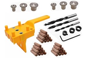 NIYATA 44 Pcs Dowel Jig Kit, Wood Dowel Jig Set,Self Centering Dowelling Jig, Woodworking Drill Guide Set for 6/8/10mm,Durable Doweling Hole Saw Tools for Precision Drilling and Easy Use