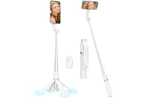 Kijki Selfie Statyw Quad z pilotem,Ufanore Wysuwany monopod Selfie Stick 55"(140 cm) Mini statyw do telefonu komórkowego z mocowaniem Gogro Kompatybilny z iPhone'em,Samsungiem,aparatem,smartfonami