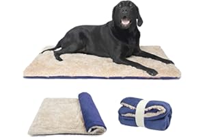 TVMALL Matelas pour Chien Réversible Couverture Lavable Doux Peluche Coussins Tapis de Voyage Extérieur pour Animaux de Compagnie Convient aux Grands Moyens et Petits Chiens et Chats, Bleu 110x70cm