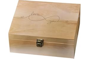 arricraft 1 Pcs Wooden Keepsake Box, Infinite Love Memory Wooden Love You Storage Decorative Box with Lids for Wedding Birthday Valentines Day, 24.5x19.5x10.3cm