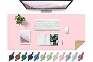 BLESWIN Tappetino da Scrivania in Pelle, Tappetino Antiscivolo per Mouse di Grandi Dimensioni, Tappetino Protettivo da Scrivania Impermeabile, Tappetino da Scrivania Decorativo (Rosa, 90x43CM)