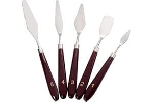 Mynoozi 5-teiliges Malmesser-Set, Edelstahl-Kunststoffstiel-Rakel, Kunst-Rakel, Palettenmesser-Set für Acryl-, Öl- und Aquarellmalerei