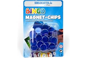 DiPrint Lot de 100 jetons magnétiques de bingo avec bord en métal (bleu)