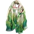STORY OF SHANGHAI Women's Mulberry Flower Print Large Silk Shawl Scarf Wraps 68 * 43 Inches