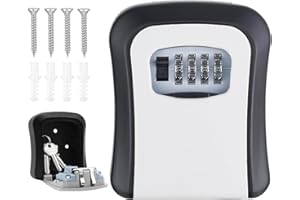 Manguogo Key Safe Wall Mounted,Waterproof Lock Box,Security Key Box With Resettable 4 Digit Combination,Heavy Duty Key Cabinet Outdoor & Indoor