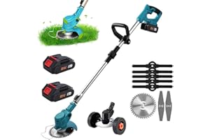 PNETERG 12V/21V Coupe Bordure sans Fil avec Batterie, 0-18000/Min Debroussailleuse Electrique sans Fil, DéBroussailleuse Batterie, Coupe Bordure Electrique (A(21V)-2 Batteries)