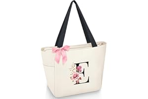 Vavabox Borsa tote personalizzata con iniziali dalla A alla Z, regalo impermeabile per donne, damigelle, mamma, insegnanti, amici
