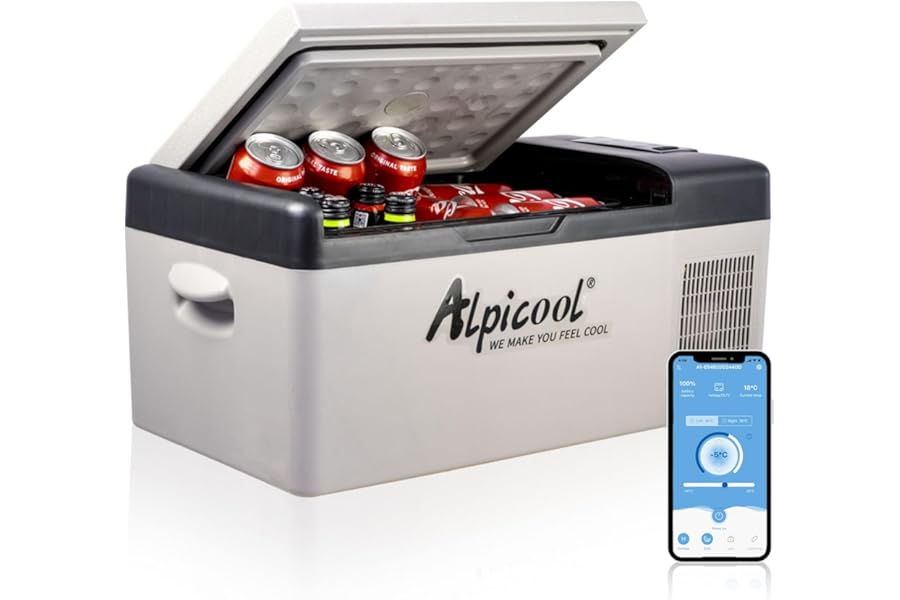 Alpicool C15 15L Compressor Car Fridge Freezer, DC 12v Camping Refrigerator, Portable Mini Cool Box for TruckCampervanRVBoat, -20℃ to 20℃