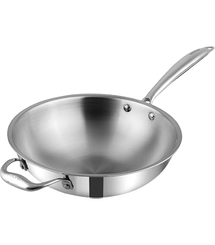 CORELLE Duranano Wok Pan 26Cm with Lid, Tri-Ply Stainless Steel