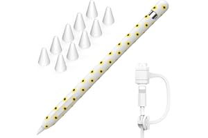 NIUTRENDZ Tournesol Silicone Housse de Protection pour Apple Pencil 1ère génération Accessoires avec Couvercle de Pointe Apple et Cordon d'adaptation de Câble (Blanc)