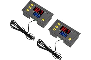Termostato Digitale Binghe 2 pezzi W3230 12V Termostato Interruttore di Temperatura con LED Display e Sonda Sensori, Intervallo di temperatura -50℃ a 120℃ per riscaldamento, raffreddamento incubatore