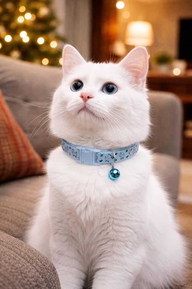 KEDİ BOYUN TASMASI ZİLLİ VE AYARLANABİLİR MAVİ