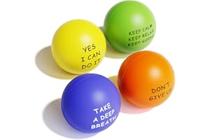 KDG Lot 4 de Balle Anti-Stress Motivationnelles pour Enfant et Adulte, Balle Anti Stress avec Quetos pour Soulager l'anxiété et Gérer La Colère comme Cadeau...