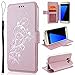 Produktbild SMART LEGEND Lederhülle für Samsung Galaxy S7 Ledertasche Hülle Roségold Drucken Weinstock Muster Schutzhülle Premium PU Leder mit Handschlaufe Flip Case Protective Cover Innere Weiche Silikon Bookcase Handy Tasche Schale mit Kartenfächer Magnetverschluß Standfunktion Etui