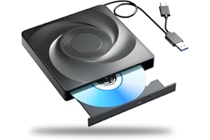 Wbacon External Blu-ray Drive, USB 3.0 and Type-C Blu-Ray Burner Slim 3D Optical Blu-Ray DVD CD Drive Compatible with Windows XP/7/8/10/11 MacOS for MacBook Laptop Desktop