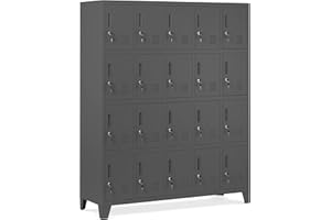 ‎DOMATOR Domator Umkleideschrank 5B4A Fächerschrank Schließfachschrank mit 20 Fächern Wertfachschrank Metall Pulverbeschichtung 172 cm x 136 cm x 45 cm (H x B x T) (Anthrazit)
