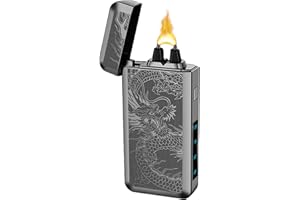 SKRFIRE Plasma Lighters Rechargeable Dragon USB Lighters, Electric Lighter Windproof Electronic Arc Flame Lighter with LED Power Display for Candle, Incense, Gifts for Men, Women(Black Dragon)